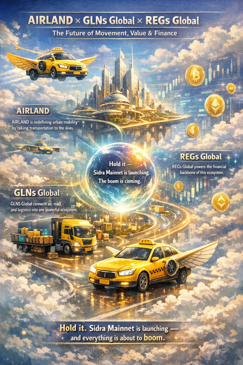 AsifAnsari83683's tweet photo. Three visions. One future.AIRLAND transforms mobility,REGsGlobal secures digital finance,and GLNs Global unites transport and logistics together creating a powerful ecosystem where innovation moves, flies,and scales globally. 🌍✨

#GLNsGlobal #REGsGlobal #Airland #sidrachain https://t.co/eBxkF2RuQA