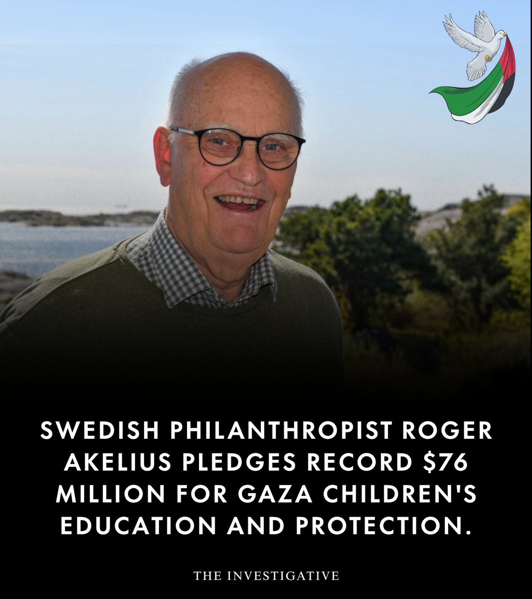 AnonymousNewsHQ's tweet image. Swedish billionaire Roger Akelius has donated 800 million SEK ($76 million) through the Akelius Foundation to support children in the Gaza Strip—the largest individual donation to UNICEF Sweden in the organization's history.

#gaza #children #education #humanitarianaid