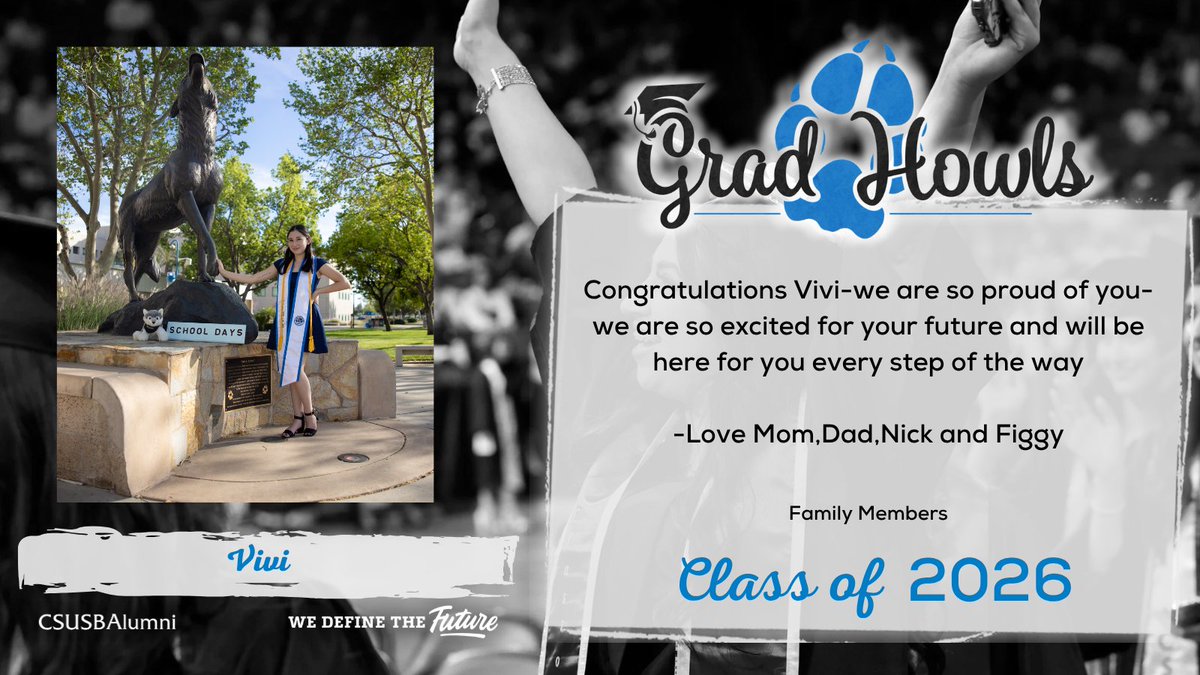 CSUSBAlumni's tweet image. From late nights to milestone moments, our Coyotes made it 🎓💙 Show them some love in the comments 🐾
#CSUSBAlumni #CSUSB #GradHowls26