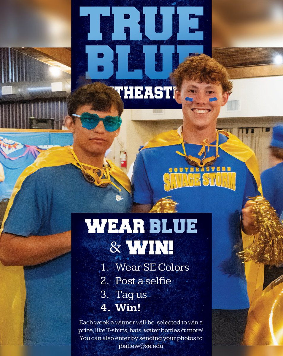 SE1909's tweet photo. True Blue Friday is back! 💙
⛈️ Wear SE Colors
⛈️ Post a selfie
⛈️ Tag us
⛈️ You could win!

#TrueBlueFriday https://t.co/tFovRE4EqD