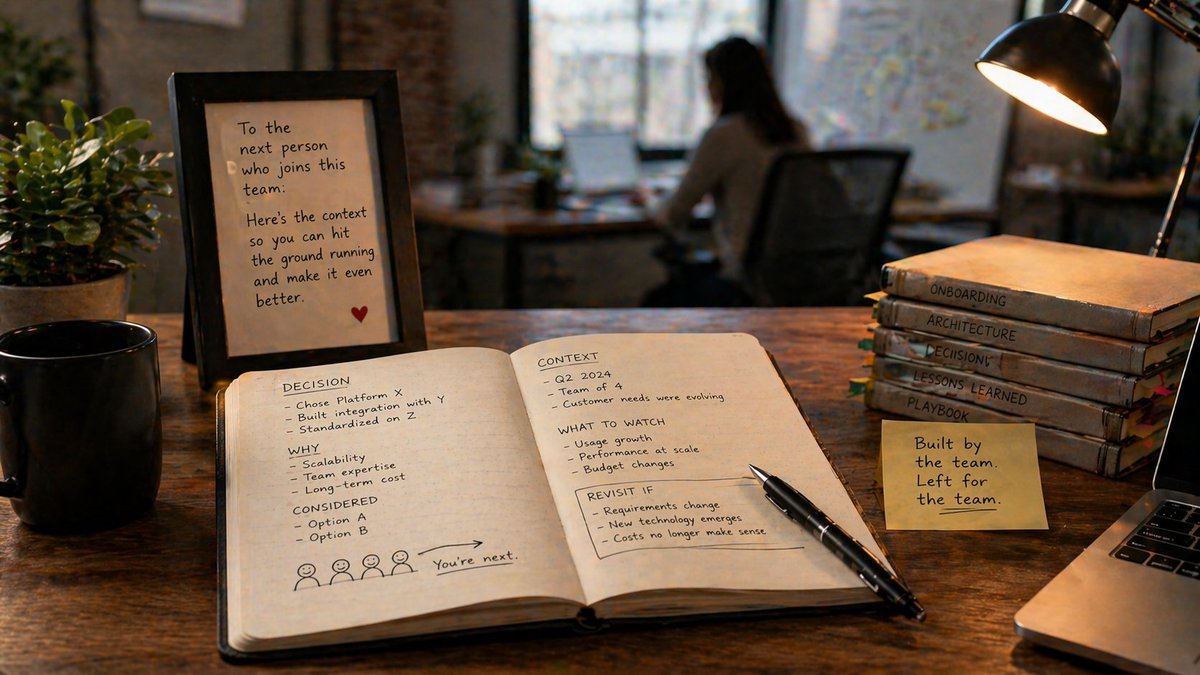 ryankeefer's tweet photo. Documentation is not bureaucracy. It is organizational memory.
I wrote about why strong teams document decisions and how that clarity compounds over time:

Document Your Decisions
https://t.co/qSASMJZiZ1 https://t.co/7C2gb977FB