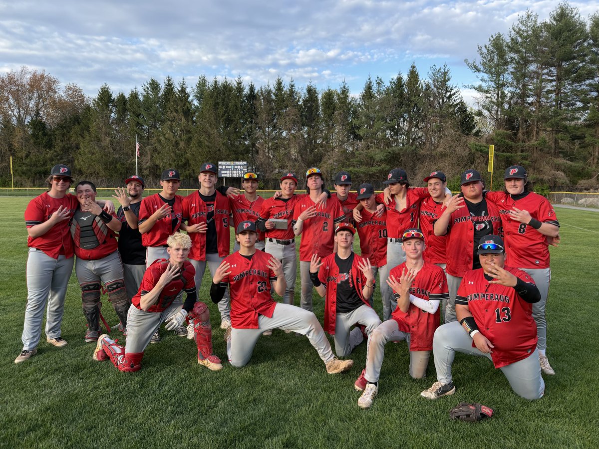 Pompbase's tweet photo. Win #4 comes with a 7-3 score against Weston! @GametimeCT @RASports @SouthburyRecord @RAkevinroberts @CoachRosten27 #ctbase https://t.co/VNwLGGpnh7