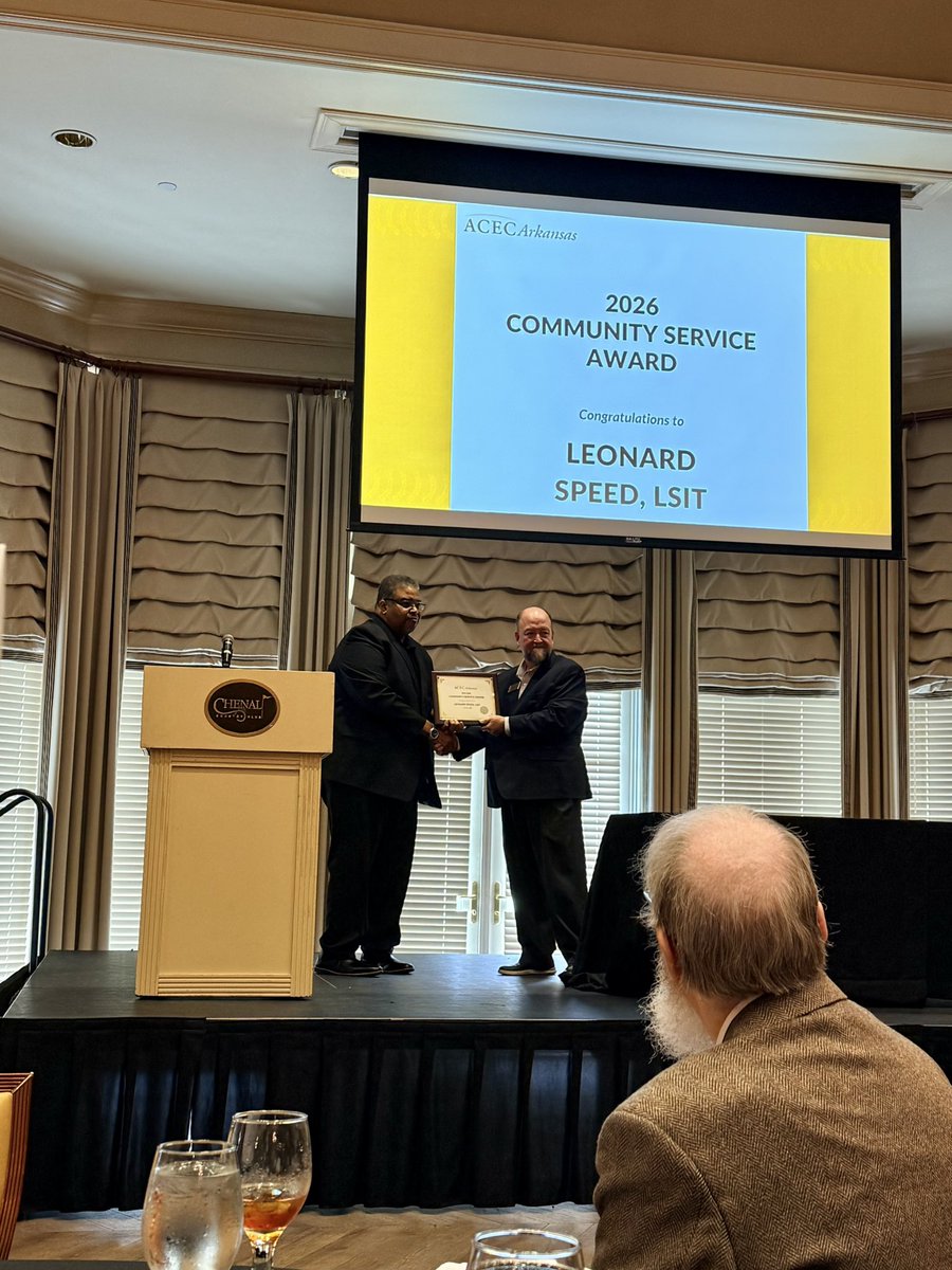 ACECArkansas's tweet photo. Celebrating Engineering excellence 👏
🏆 Maria Cruz — Young Professional of the Year
🏆 Lenard Speed, LSIT — Community Service Award
#ACECArkansas #EngineeringExcellence https://t.co/eUue7OWLI1