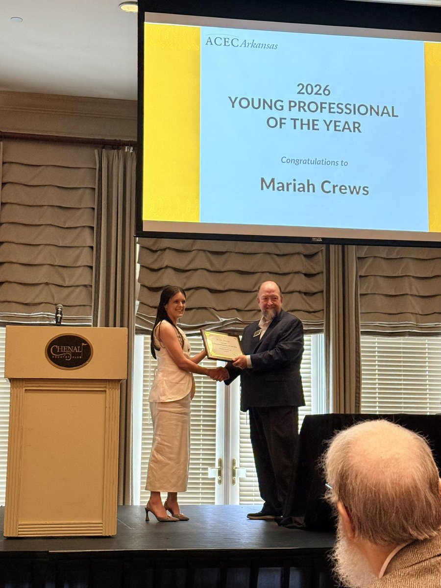ACECArkansas's tweet photo. Celebrating Engineering excellence 👏
🏆 Maria Cruz — Young Professional of the Year
🏆 Lenard Speed, LSIT — Community Service Award
#ACECArkansas #EngineeringExcellence https://t.co/eUue7OWLI1