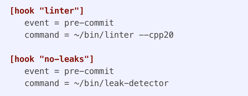 t_wada's tweet photo. Git 2.54 で導入された Config-based hooks とてもいいな https://t.co/qr01gzEFTR