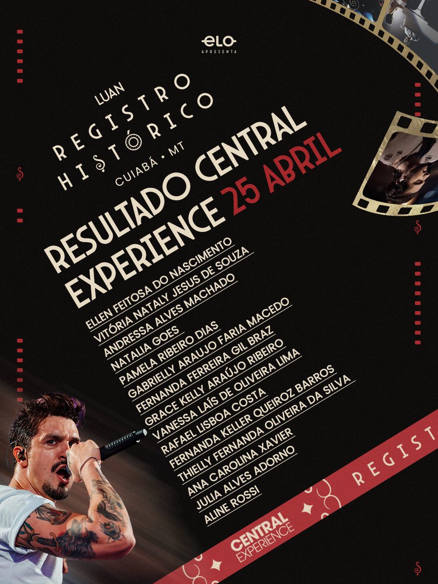 centraldoluan's tweet photo. RESULTADO CENTRAL EXPERIENCE | REGISTRO HISTÓRICO

Parabéns, pessoal! Vocês foram os sortudos escolhidos para viver uma experiência única no @registrohistorico em Cuiabá ❤️

O contato será realizado amanhã via e-mail. https://t.co/J1J452otvd