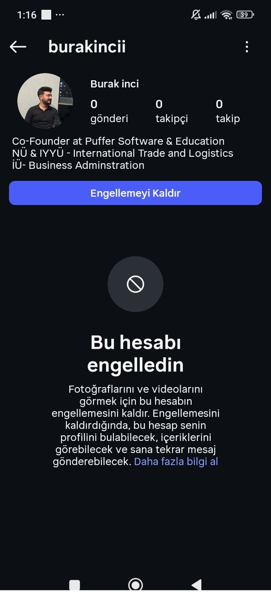 Kızlar rica etsem şikayet eder misiniz.kendisi bana taciz mesajı attı yetmedi tehdit etti ve sikauet edin kapansın hesabi