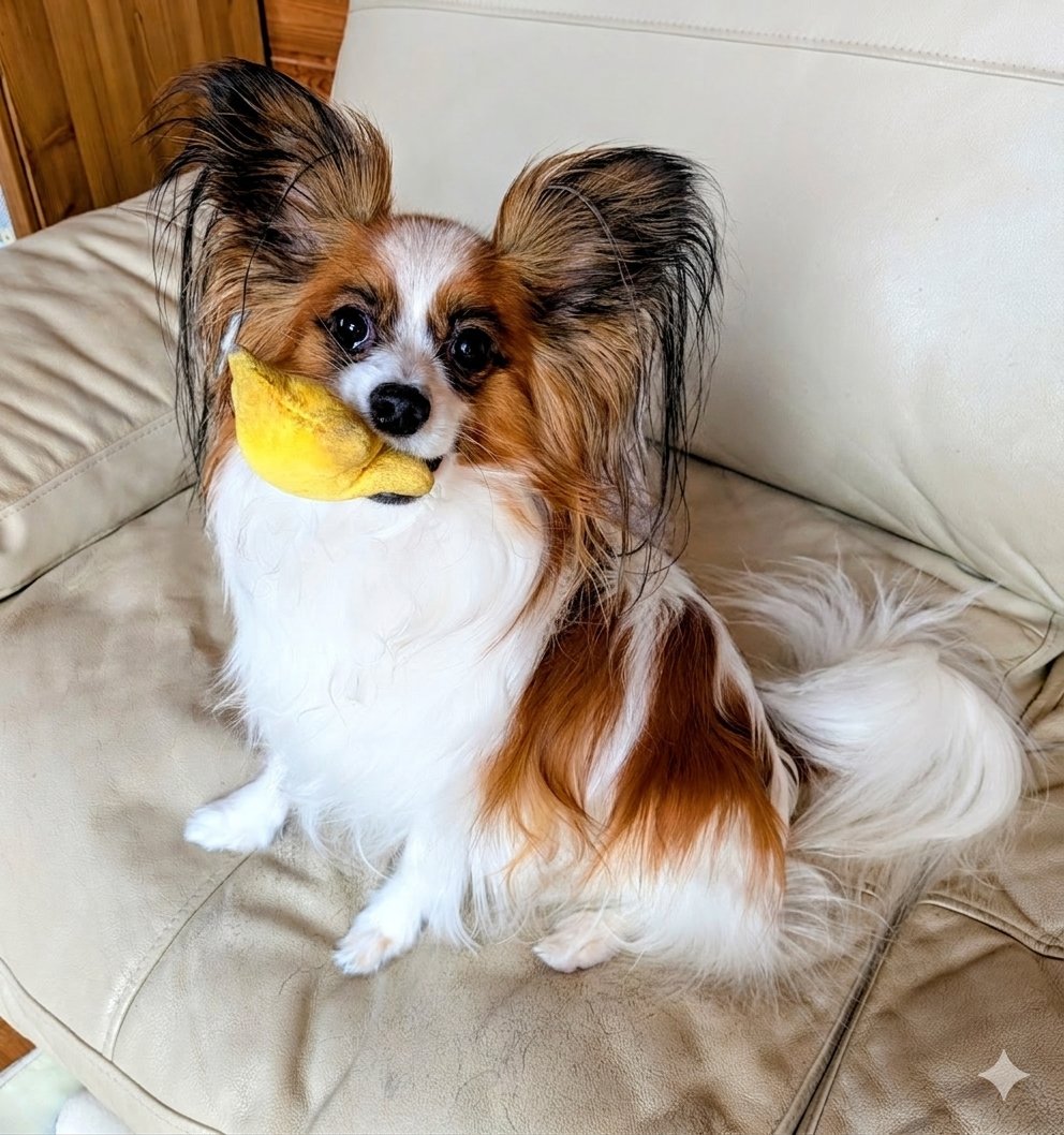 レンたんのお誕生日にたくさんのお祝いありがとう！🎂
レンたんは今日も元気に遊んでます♥️

 #パピヨン
 #犬のいる幸せ
 #5歳になっても元気なレンたん