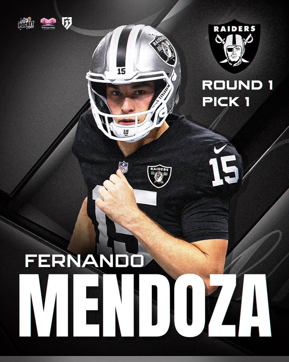 The <a href="/Raiders/">Las Vegas Raiders</a> go ALL IN on Fernando Mendoza with the 1st Pick in the NFL Draft. Y’ALL BETTER WAKE UP! Heisman, National Champ, 41 TDs to only 6 ints and TOUGHER THAN A 2 DOLLAR STEAK. Tom Brady and Klint Kubiak’s young core of Mendoza, Jeanty and Bowers will bring the Raiders BACK
