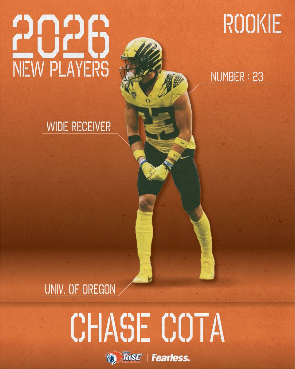 2026 New Players】 Rookie WR 23 Chase Cota(オレゴン大学) ※プロ