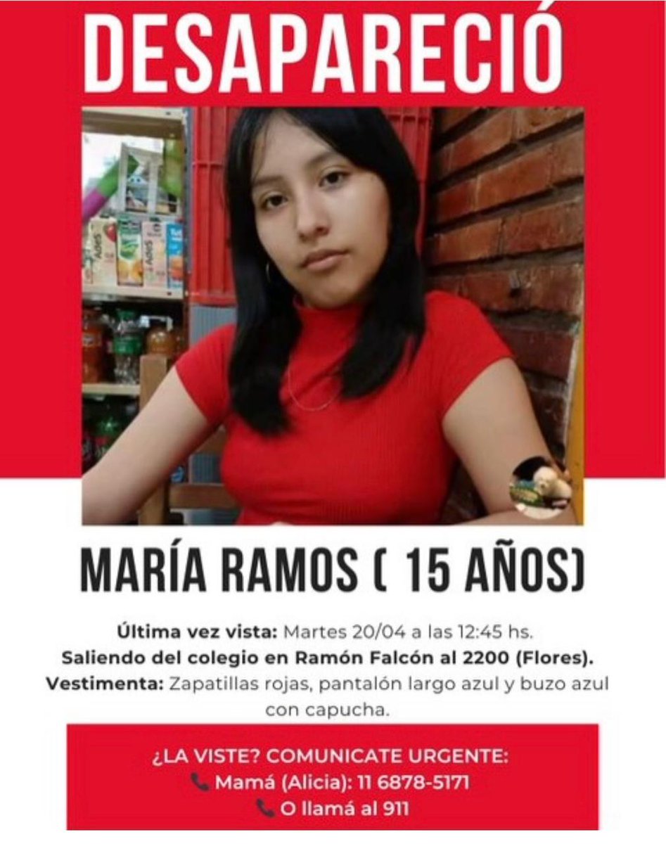 Continúa la búsqueda de María Ramos. Por favor difundir!