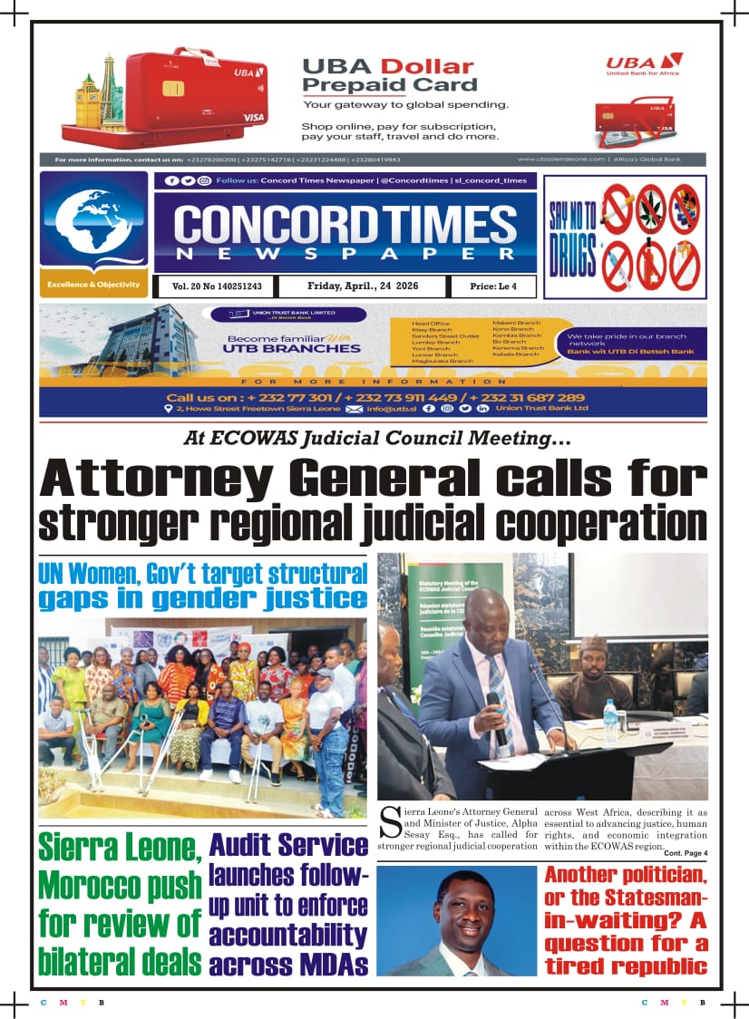 Concordtimes's tweet image. April 24 - Headlines 

#BreakingNews #Freetown #MamaSalone #SaloneTwitter