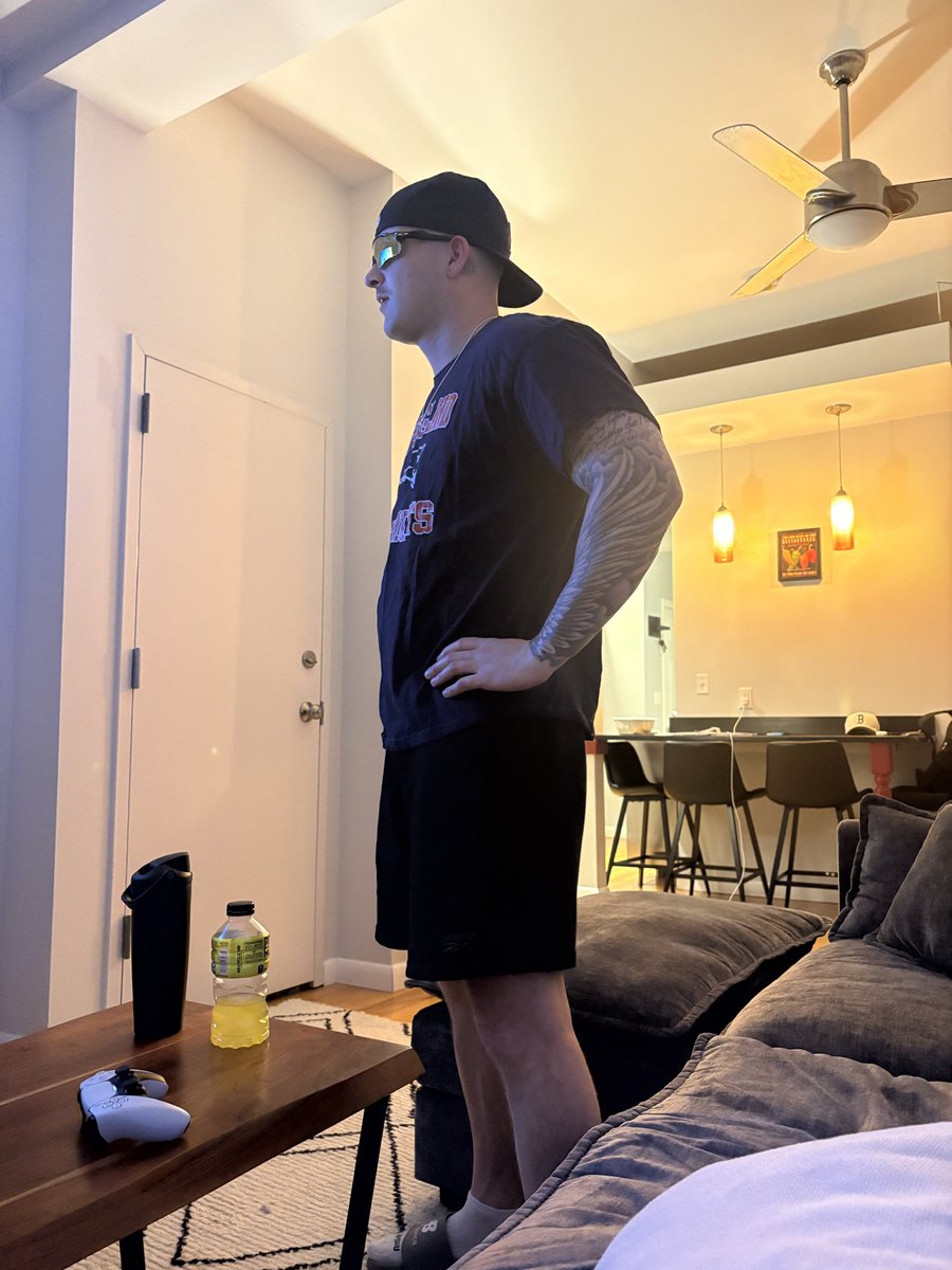 peeweeyah's tweet photo. A picture of me watching the draft. Red Sox season is over. Go Pats! https://t.co/N4t94Gznf6