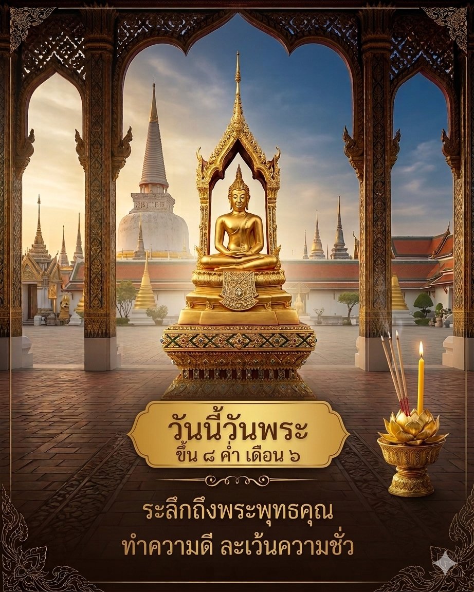 วันนี้วันพระ🙏 ตรงกับวันขึ้น 8 ค่ำ เดือน 6

​"ระลึกถึงพระพุทธคุณ ทำความดี ละเว้นความชั่ว" ขอเชิญชวนทุกท่านมาร่วมสร้างบุญกุศลและรักษาศีล เพื่อความเป็นสิริมงคลในชีวิต

​#วันพระ #ทำบุญ #รักษาศีล #สร้างกุศล