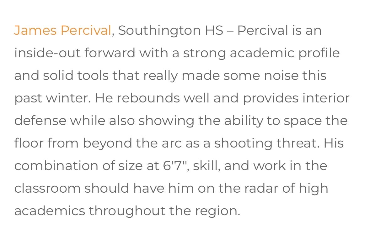 JamesPercibw's tweet photo. A nice write up from New England Recruiting report! @NERRHoops @DylanThayer0 https://t.co/FINX6bKqA1