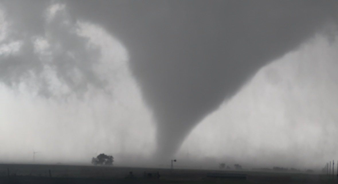 Large tornado in progress near I-35 in Northern Oklahoma