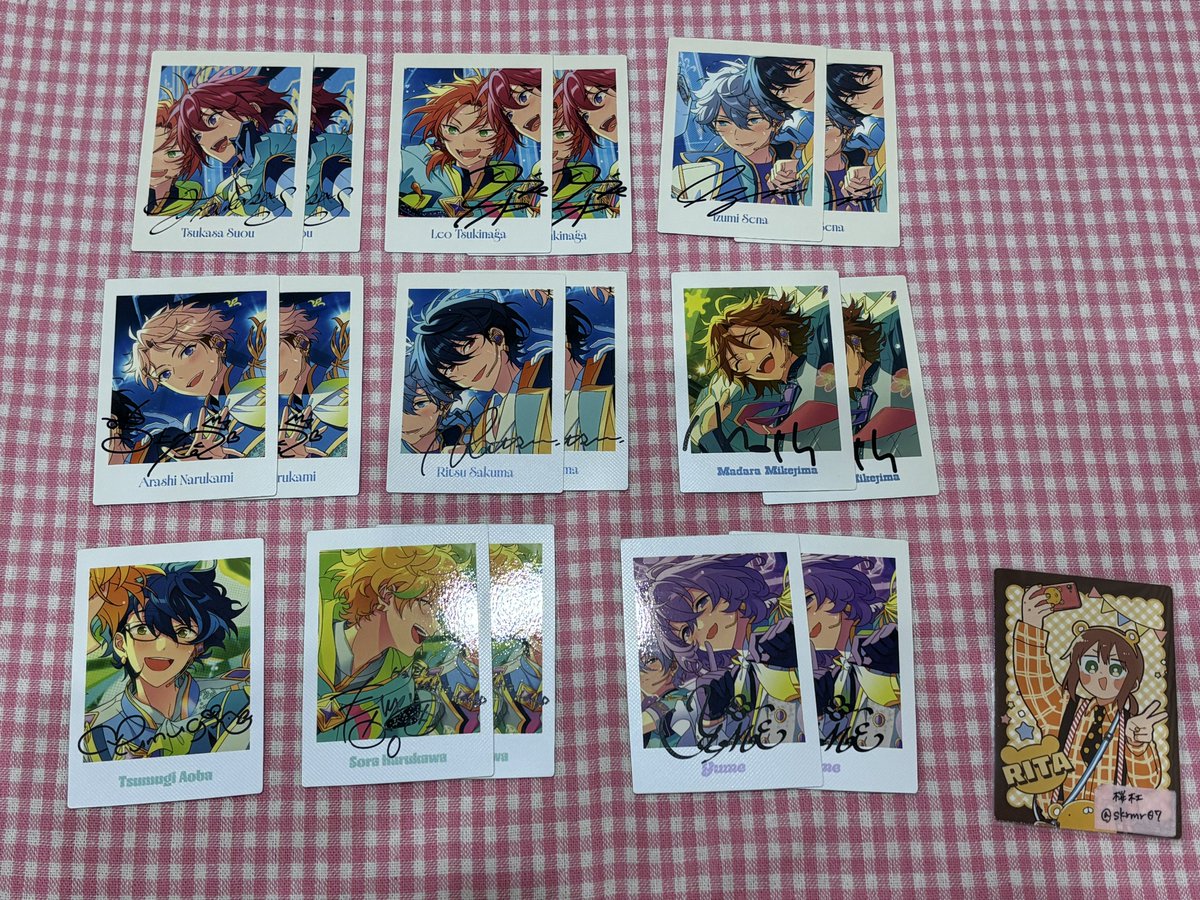 skrmr07's tweet photo. 【交換】あんスタ 10th ぱしゃっつ

譲▶︎英智.弓弦.奏汰.北斗.スバル.真.真緒.一彩.藍良.巽.マヨイ.宗.みか.燐音.ニキ.HiMERU.こはく.凪砂.茨.日和.ジュン.薫.晃牙.アドニス.敬人.颯馬.光.司.レオ.泉.嵐.凜月.斑.つむぎ.宙.ユメ

求▶︎千秋.友也.紅郎.なずな.ライカ

→ https://t.co/gZZZwbLnNX