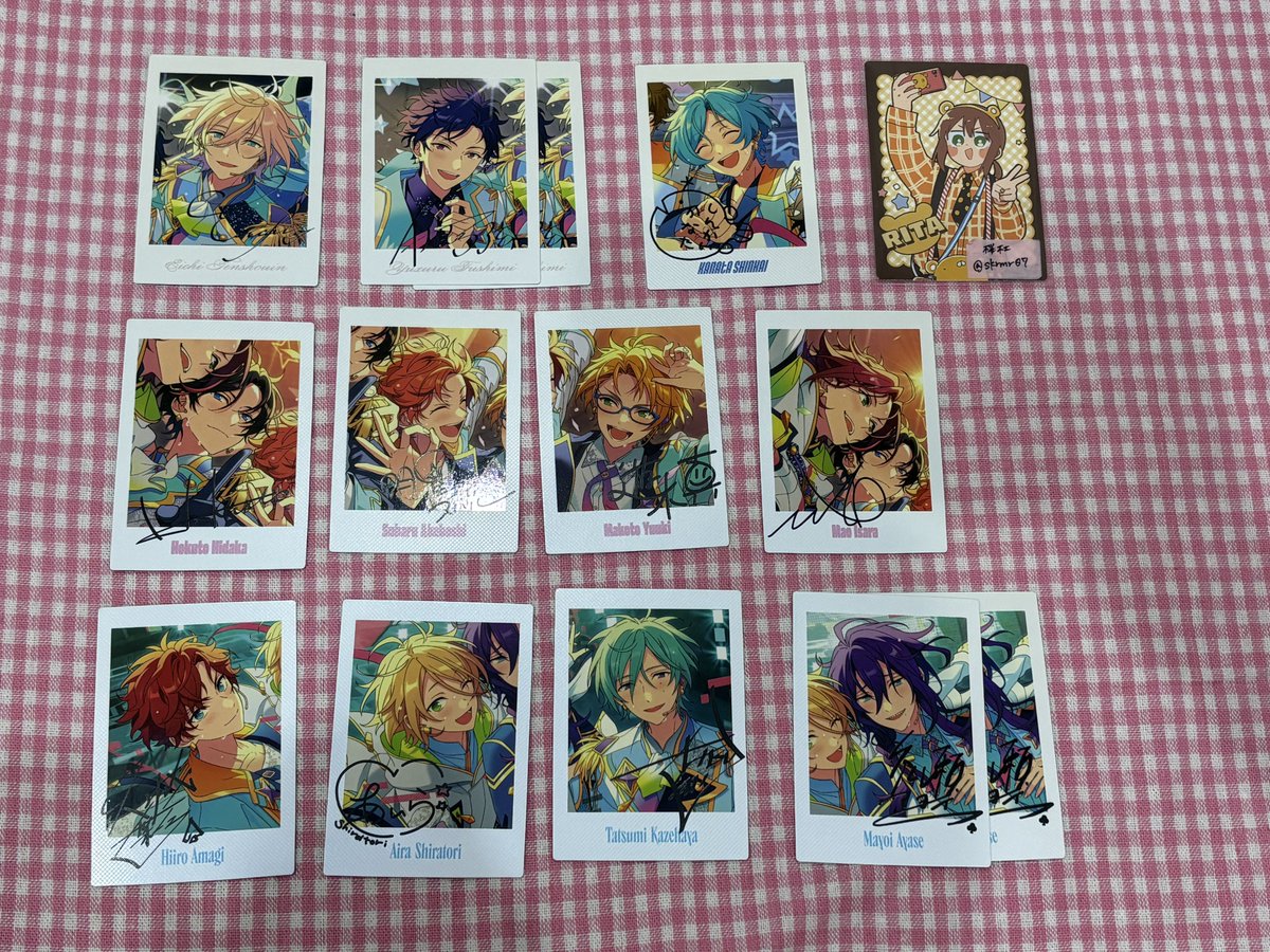 skrmr07's tweet photo. 【交換】あんスタ 10th ぱしゃっつ

譲▶︎英智.弓弦.奏汰.北斗.スバル.真.真緒.一彩.藍良.巽.マヨイ.宗.みか.燐音.ニキ.HiMERU.こはく.凪砂.茨.日和.ジュン.薫.晃牙.アドニス.敬人.颯馬.光.司.レオ.泉.嵐.凜月.斑.つむぎ.宙.ユメ

求▶︎千秋.友也.紅郎.なずな.ライカ

→ https://t.co/gZZZwbLnNX