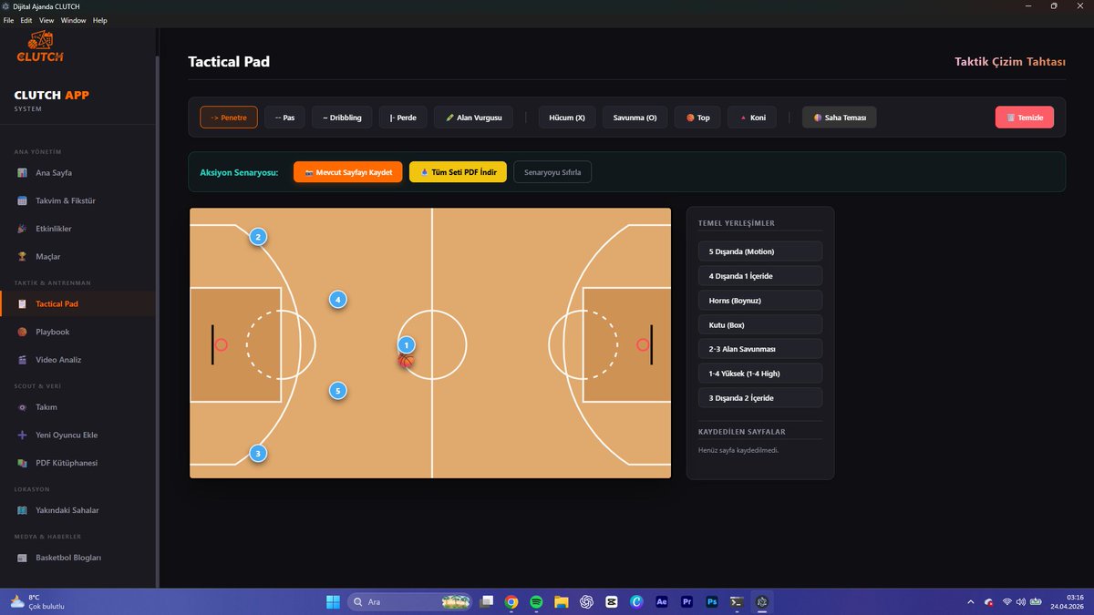 Tahiremre_'s tweet image. Profesyonel antrenörlük, profesyonel araçlar gerektirir. 🏀

CLUTCH, drill arşivinden oyuncu gelişim takibine kadar her şeyi bilgisayarınıza getiriyor. Türk antrenörleri için geliştirilen bu yerli yazılımla tanışmaya hazır mısınız? 💻🇹🇷

#CLUTCH #BasketballTraining #YerliYazılım