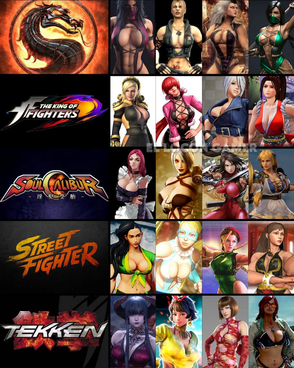 El_Locon_Gamer's tweet image. Los personajes femeninos con los pechos más grandes de videojuegos Fighting. 

Mortal Kombat, The King of Fighters, Soulcalibur, Street Fighter y TEKKEN. 

¿Cuál es tu preferido avaluando quien tiene los pechos más grandes?