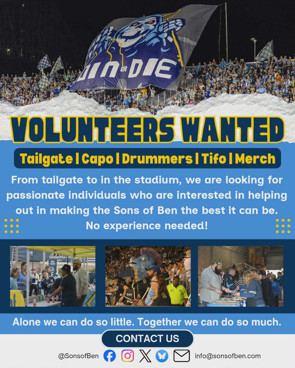 SonsofBen's tweet image. Hey there you SoB's!

We face Nashville on May 2nd for Star Wars night. We need U to help us rally the resistance! We need volunteers pre-game at the tailgate, inside the game, and other help outside of gamedays. We need U!

signupgenius.com/go/10C0948A5A7…

givebutter.com/2026-05-02-sob…

#Doop