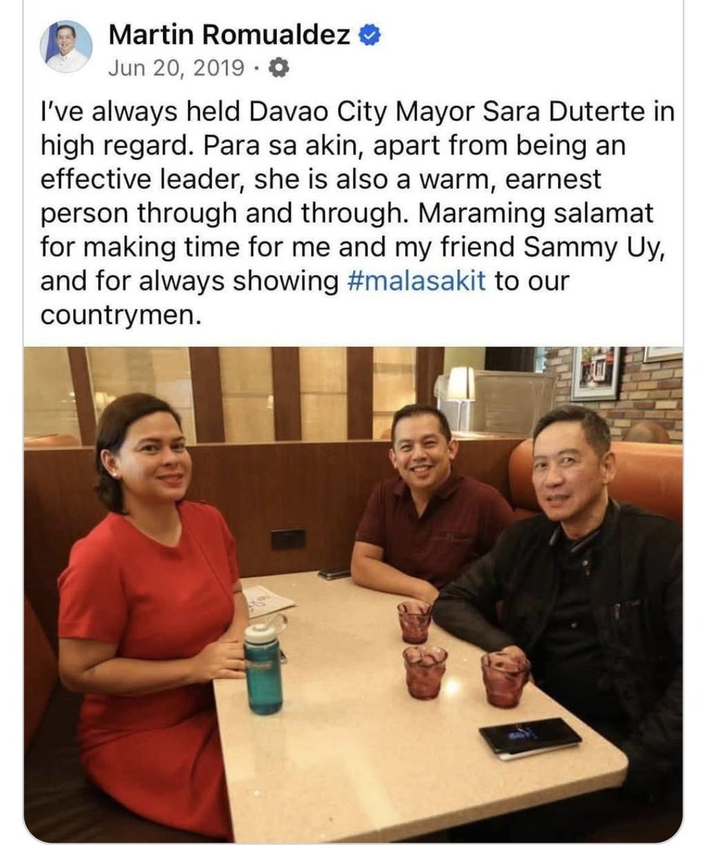So if Sara was receiving money from Sammy Uy since 2011, why is Romualdez thanking her for making time for him and Sammy Uy? 

The lies...