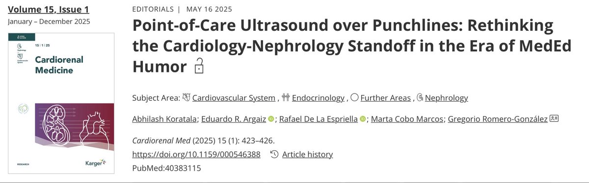 NephroP's tweet image. I get it, #cardiology vs #nephrology memes are undefeated for likes and shares. But if we keep repeating them, the jokes start sounding like clinical reasoning. Maybe we flex fewer stereotypes and a little more #POCUS for actual hemodynamics instead of celebrating guesswork.
