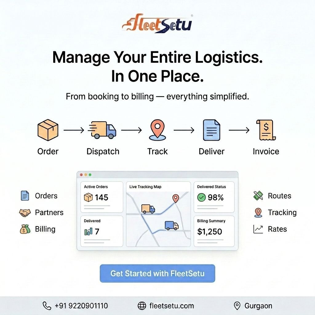 FleetSetu's tweet image. From order to invoice, manage your entire logistics in one place 
Smarter dispatch, real-time tracking, faster deliveries.
#Logistics #SupplyChain #FleetManagement #SmartLogistics #BusinessGrowth #FleetSetu