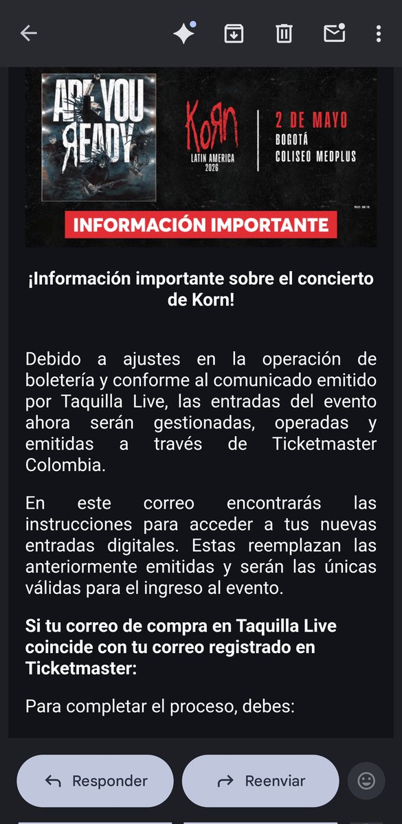 scano_b_'s tweet photo. @taquillalive señor@s me podrían hacer el favor de aclarar si esta información es verídica? Porque en mi página en taquilla live y en la app me siguen apareciendo las boletas. Muchas gracias. https://t.co/e84ZP6GhAA