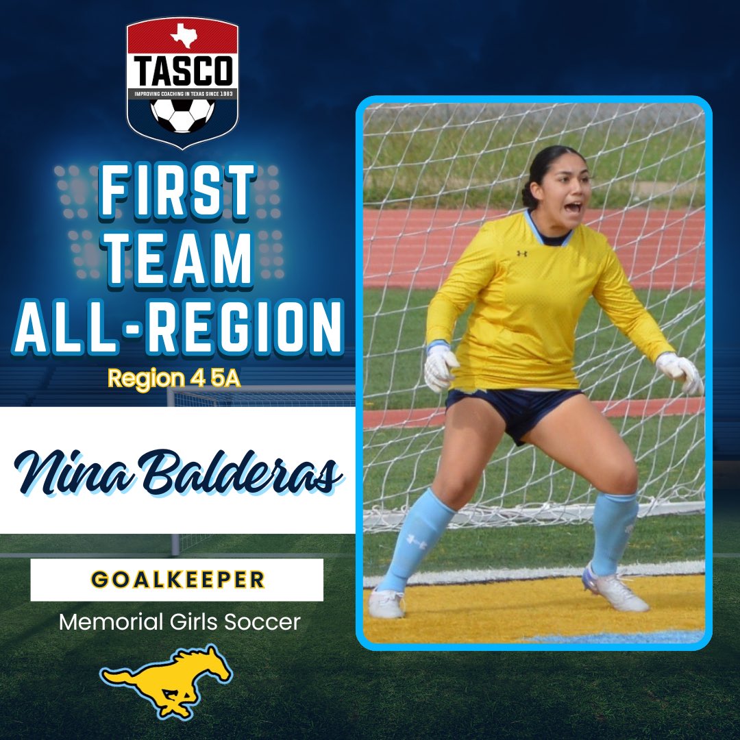 _LadyStangsSOC's tweet photo. 🩵💛💙 Congratulations to Sophomore Nina Balderas! The Texas Association of Soccer Coaches is honored to distinguish you for your accomplishments as an ALL-REGION GOALKEEPER this season.  Way to go, Nina! @McAllenISD @McAllenMemorial https://t.co/ObOaOHl2fq
