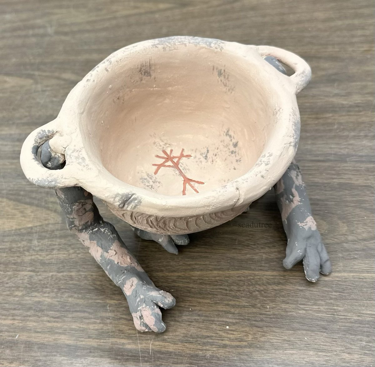 scadutree's tweet photo. my best friend sculpted a little living jar for me in her ceramics studio and asked me to carve out the little designs and we painted/glazed him together 😭🫶 https://t.co/1qv2RR3S1d
