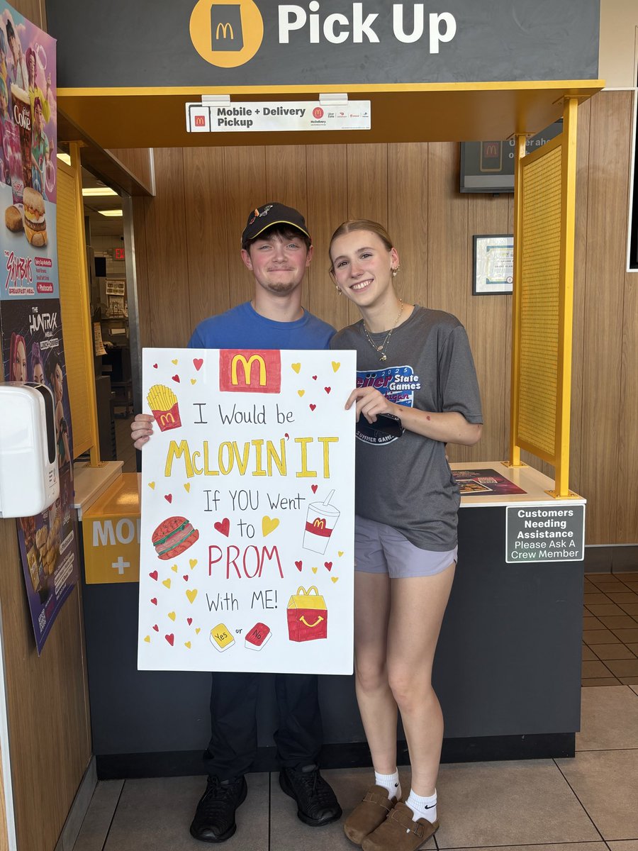 dvmjodi's tweet photo. @McDonalds @McDonalds , just sharing my daughter’s promposal with you!  Her boyfriend works at McDonalds and we worked it into the proposal. https://t.co/PWhIdIN066