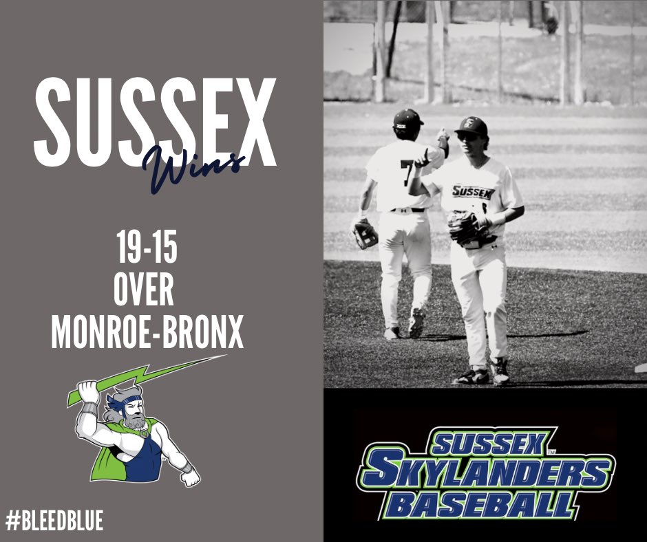 SCCCBaseball's tweet image. Sussex gets the Dub! #BleedBlue