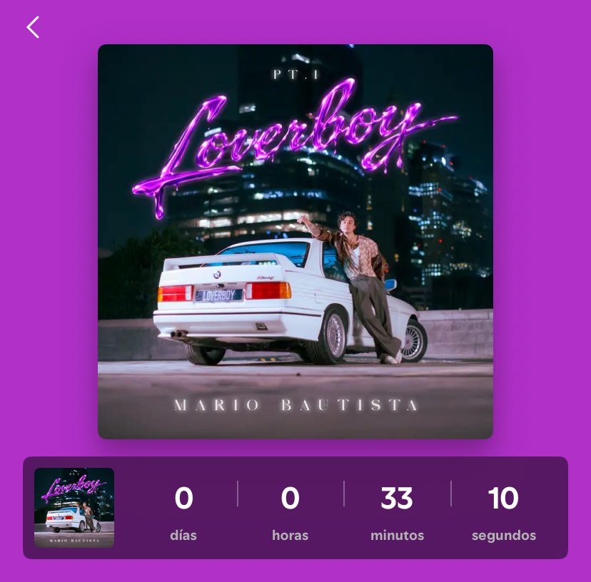 ¡ES HOOOY! 🥳

estamos a pocos minutos del estreno del álbum de nuestro <a href="/mariobautista_/">Mario Bautista</a> 🪩🕺🏻

únete a la tendencia y demostremos todo nuestro apoyo a este nuevo lanzamiento 💜

LOVERBOY ERA