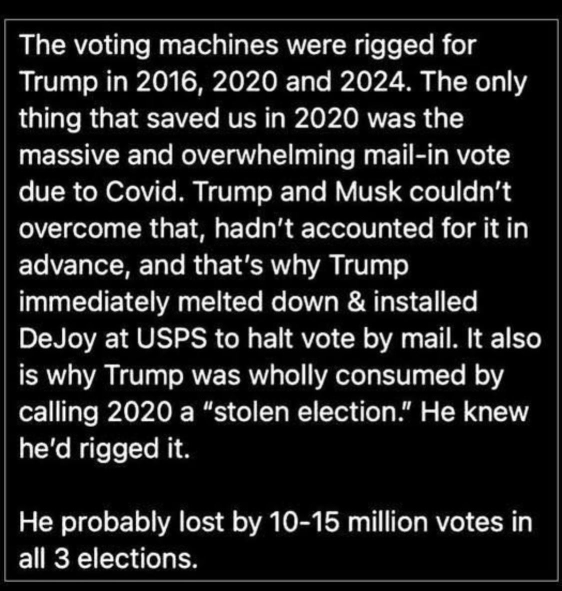dianeeldredge99's tweet image. That is the answer! 
Investigate the Fraud that took place in the #2024Election! 
Trump did NOT win! 
ElonMusk rigged the vote tabulating machines… especially in the Swing State!
Stop this Madness &amp;amp; 
#RemoveTrump 
#KamalaHarris is the Real President
