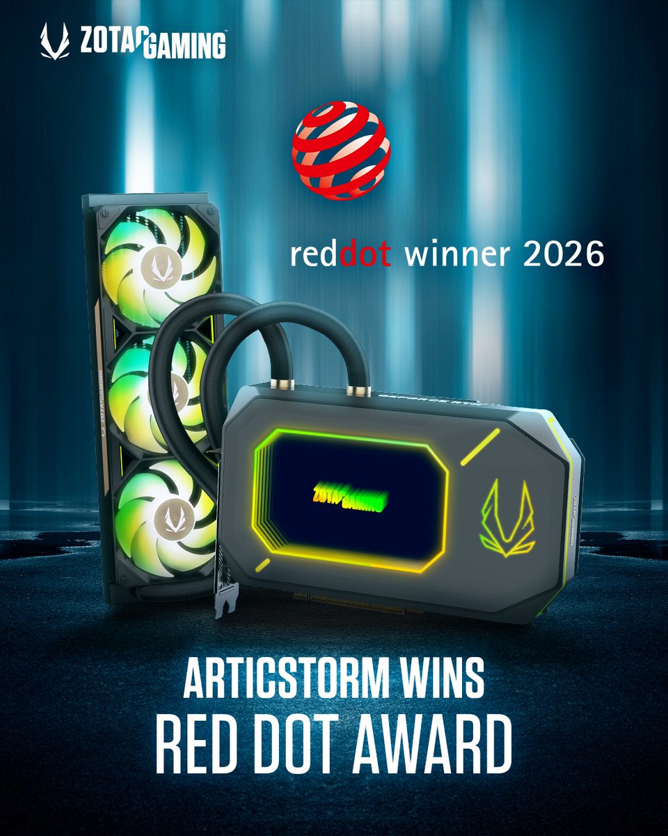 ZOTAC_JAPAN's tweet image. 卓越性、受賞！🏆
この度、ZOTAC GAMING GeForce RTX 5090 ArcticStorm AIOがレッドドット賞を受賞しました。
当社初の360mm AIOクーラーを搭載し、卓越した水冷性能を実現した製品です。
高性能なパワーをこれほどクールに表現した製品は他にありません。❄️

#ZOTACGAMING #RTX5090 #RedDotAward