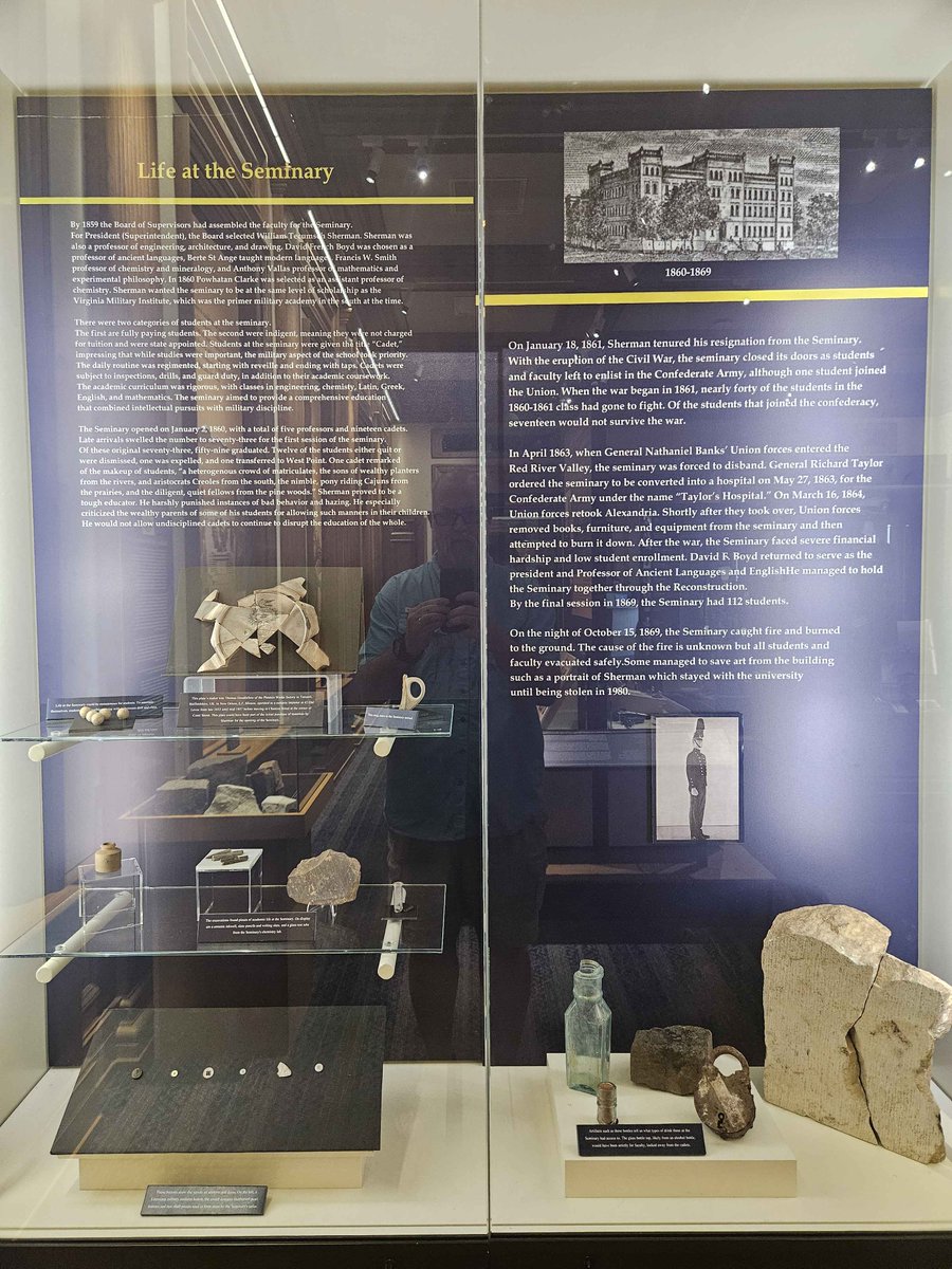 orkboy59's tweet photo. Becoming a central part of, let alone the catalyst for, museum exhibit was never on my radar.  Last night, the LSU Military Museum hosted the grand opening of the "Louisiana Seminary of Learning and Military Academy" exhibit, showcasing the history of the original LSU campus. https://t.co/NPJ2hxXILk