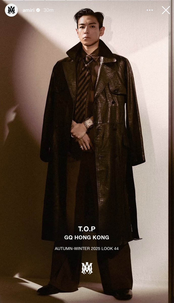 TTTOPSUPPORT's tweet photo. 2026.04.24 AMIRI instagram story

T.O.P 
GQ HONG KONG
Autumn-Winter 2025 Look 44

#탑 #최승현 #CHOISEUNGHYUN #TTTOP #T_O_P https://t.co/uaEkELiDZB