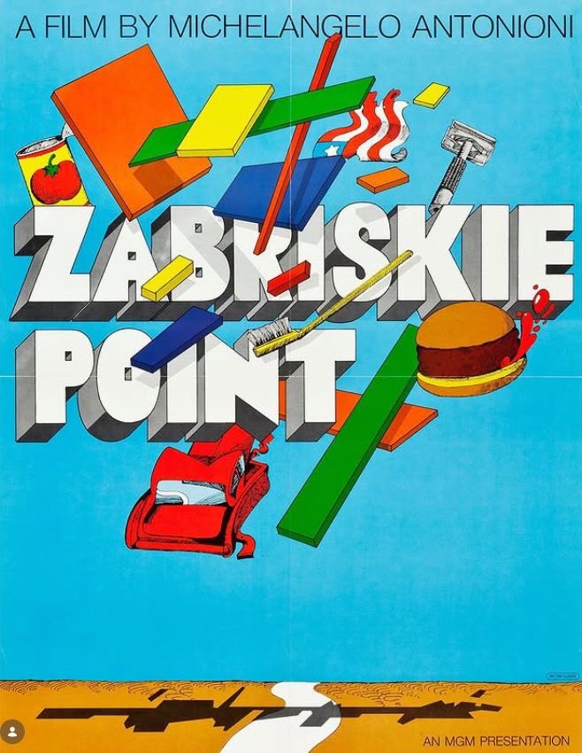 ArmandoRoqueCcs's tweet image. Poster for Zabriskie Point (Michelangelo Antonioni, 1970).
Designer: Milton Glaser.
#MoviePosters #PosterDesign #GraphicDesign #Movies #Cinema #Posters #FilmSky