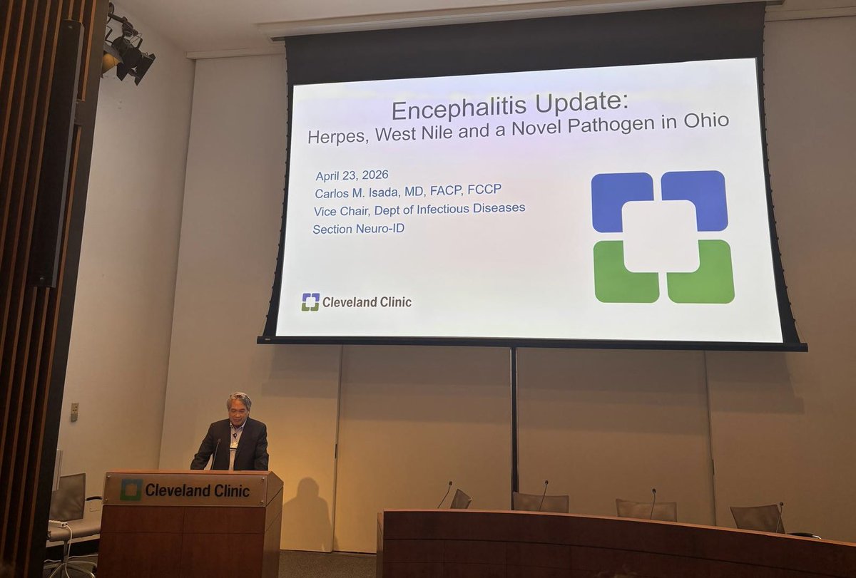 ccf_idfellows's tweet image. Fantastic IM Grand Rounds by Dr. Isada, Vice Chair and Neuro-ID expert, on a structured approach to encephalitis—integrating clinical exam, neuroimaging patterns, mNGS testing and a novel pathogen. #IDTwitter #NeuroID #MedEd
