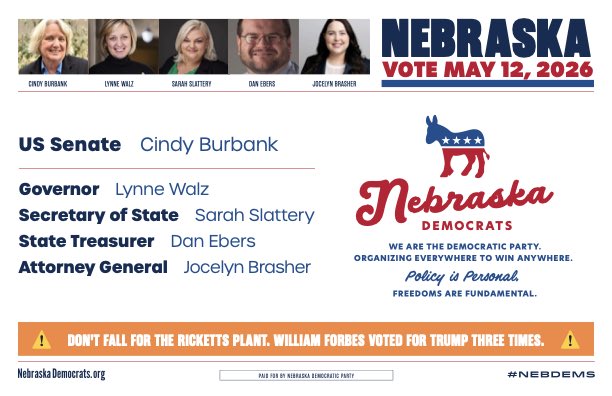 The <a href="/PeteRicketts/">Pete Ricketts</a> plant Forbes told CNN he voted for Trump 3 times--he just lied to Dem voters via a blast text. We are sending a text message from me as Chair of <a href="/NebraskaDems/">Nebraska Democratic Party</a> to set the record straight. Ricketts is so scared all he has left is lies.  VOTE FOR CINDY BURBANK IN