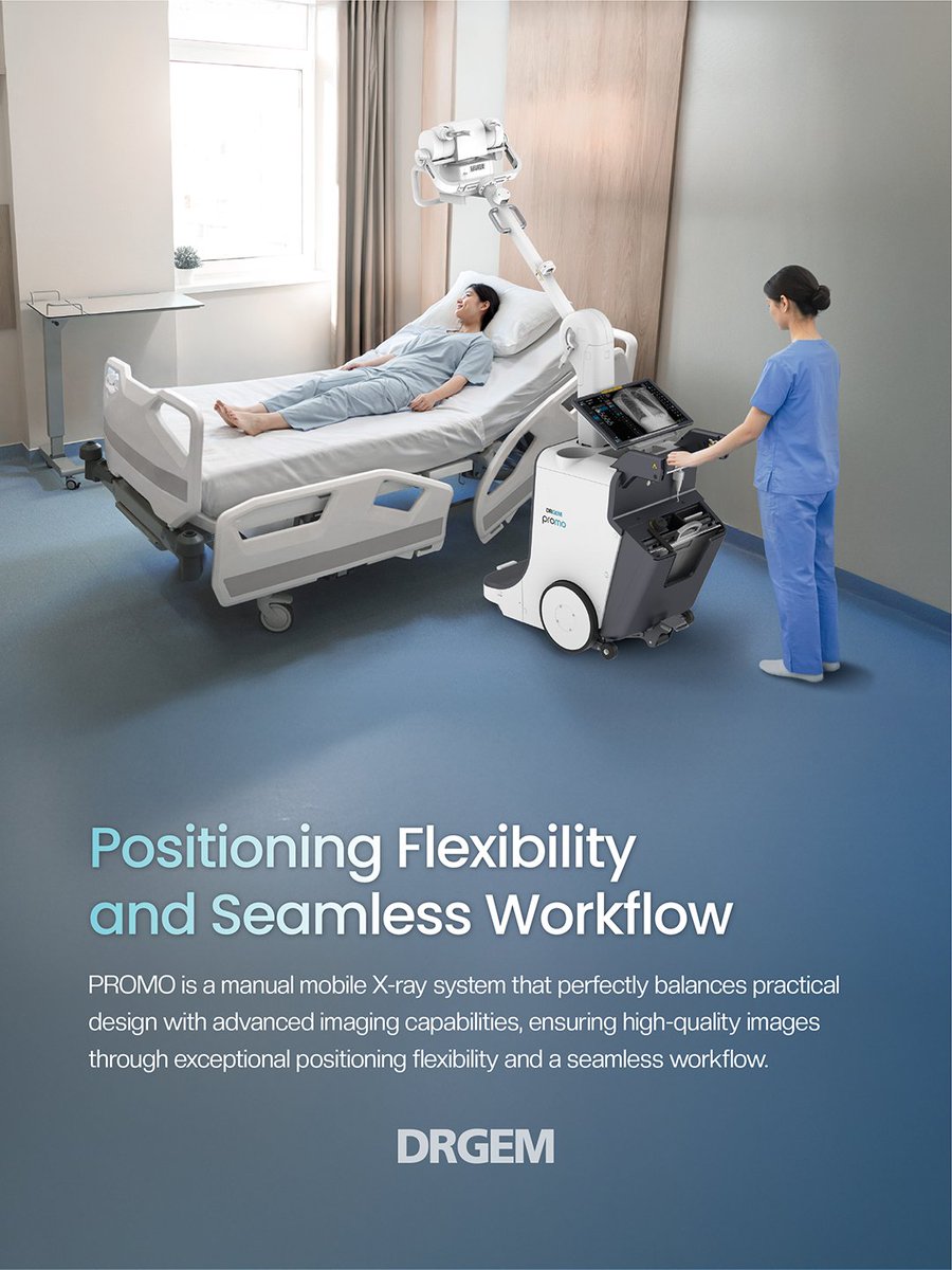 drgemhealthcare's tweet image. 💎Discover the PROMO manual mobile X-ray system, a perfectly balanced solution designed for practical workflow and exceptional imaging capabilities.

🔗 Find out more at our website: drgemhealthcare.com/promo/

#DRGEM #PROMO #MobileXray #Radiology #DigitalRadiography