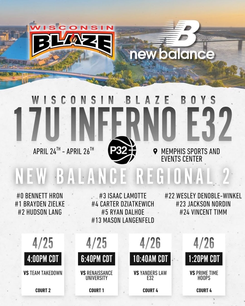 WisconsinBlaze_'s tweet photo. High school schedules for 4.24.-4.26 👏
#newbalance @newbalancebasketball #rockspringclassic #wisconsinblaze #wisconsinblazebasketball
@WIBlazeInferno_ https://t.co/VYhkBbHIvr