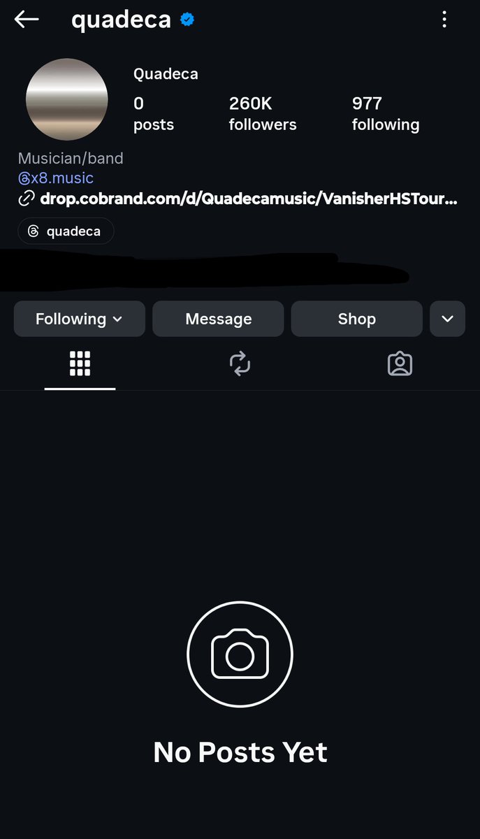 Quadeca has cleared his Instagram feed (previously had 2 posts)