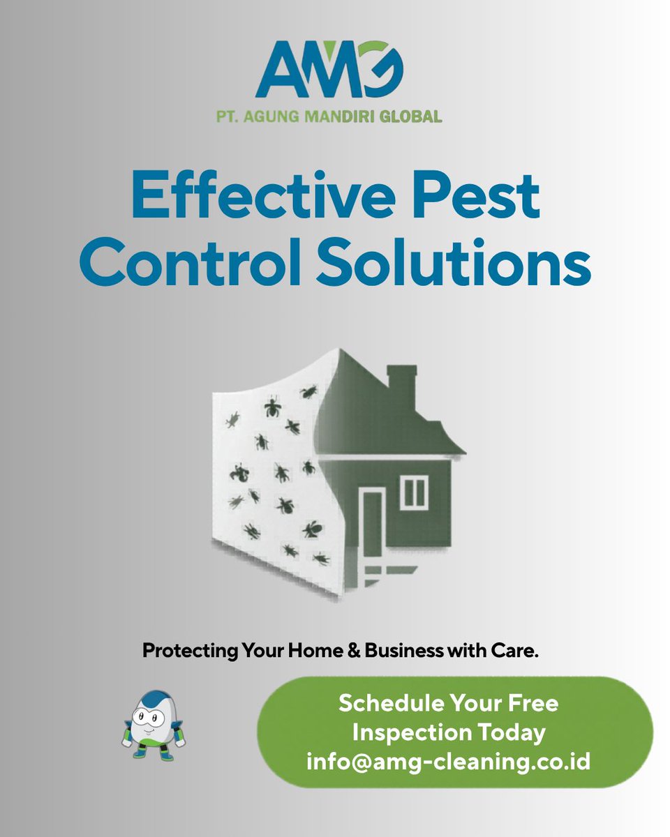 amg_pestclean's tweet image. Saatnya merebut kembali hunian kita! 🤲🏼 dari serangga
Hubungi kami segera , contact link bio di profile
PT AGUNG MANDIRI GLOBAL 
 #PestControl #HomeProtection #pestmanagementprofessional #SmartLivingnow #jasaintegratedpestcontroldangeneralcleaningservise
