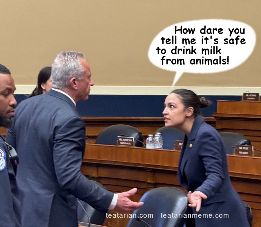 teapartytempest's tweet image. #AOC educates #RFKjr on milk.
#MAGA #MAHA