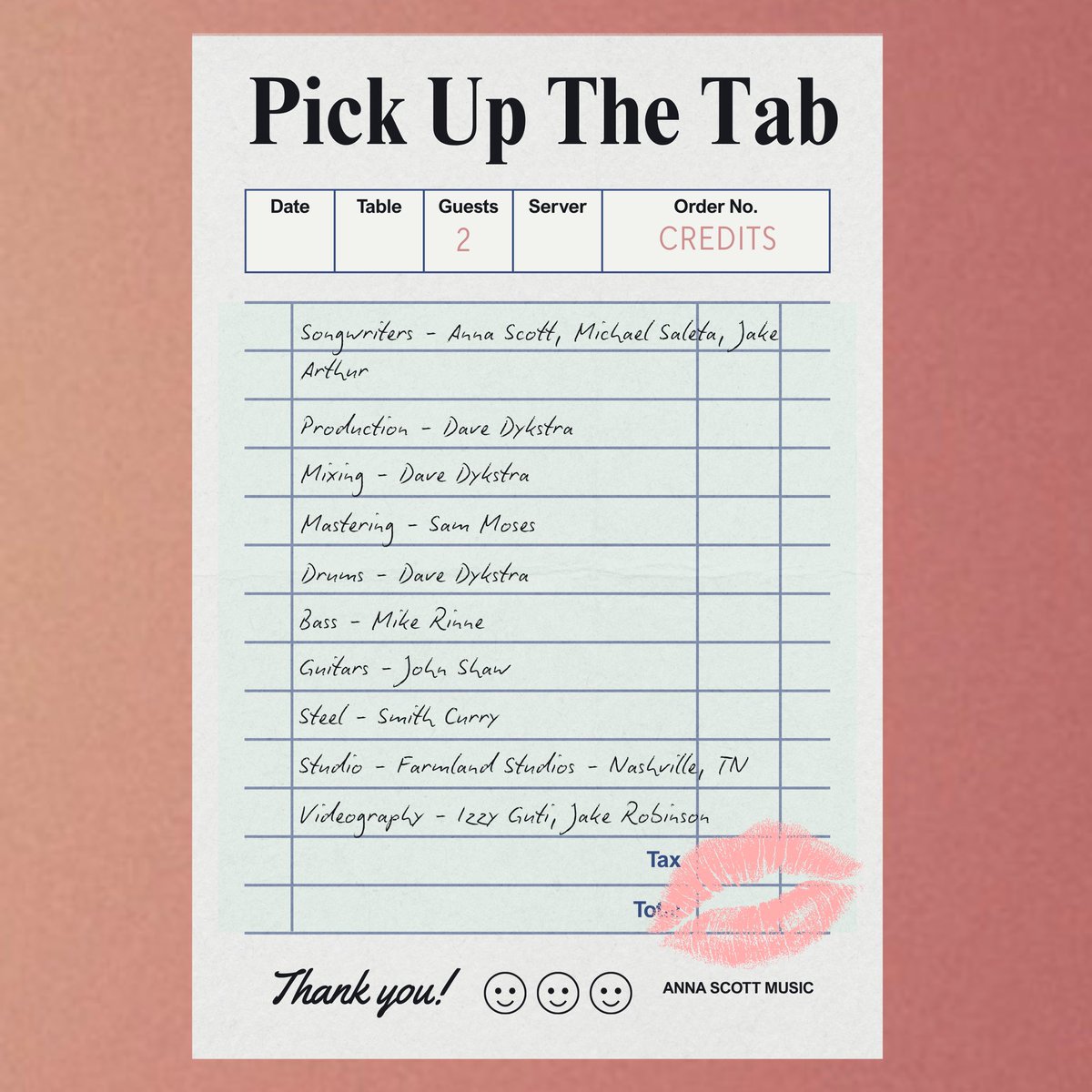 annascott_music's tweet photo. Pick Up The Tab is out!

I’m so grateful to my friends who poured into this song. Just a little life lesson that kindness goes a long way, even if it’s in the form of picking up someone’s tab. I hope y’all love it 💗 

#pickupthetab #newmusicfriday https://t.co/7hc0ssbnA1