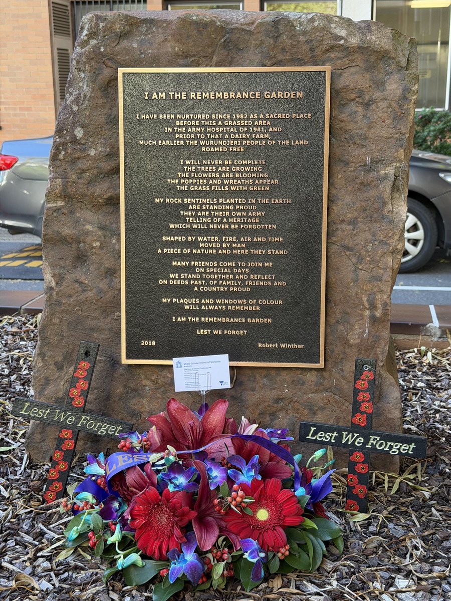 ACarbinesMP's tweet photo. The Remembrance Garden at ‘The Repat’ is my happy place. Always good memories &amp; the best people. Care &amp; compassion are at the heart of all that happens here. It’s truly a place for all. Supporting veterans for 85 years. #lestweforget https://t.co/acx2gEBQuU