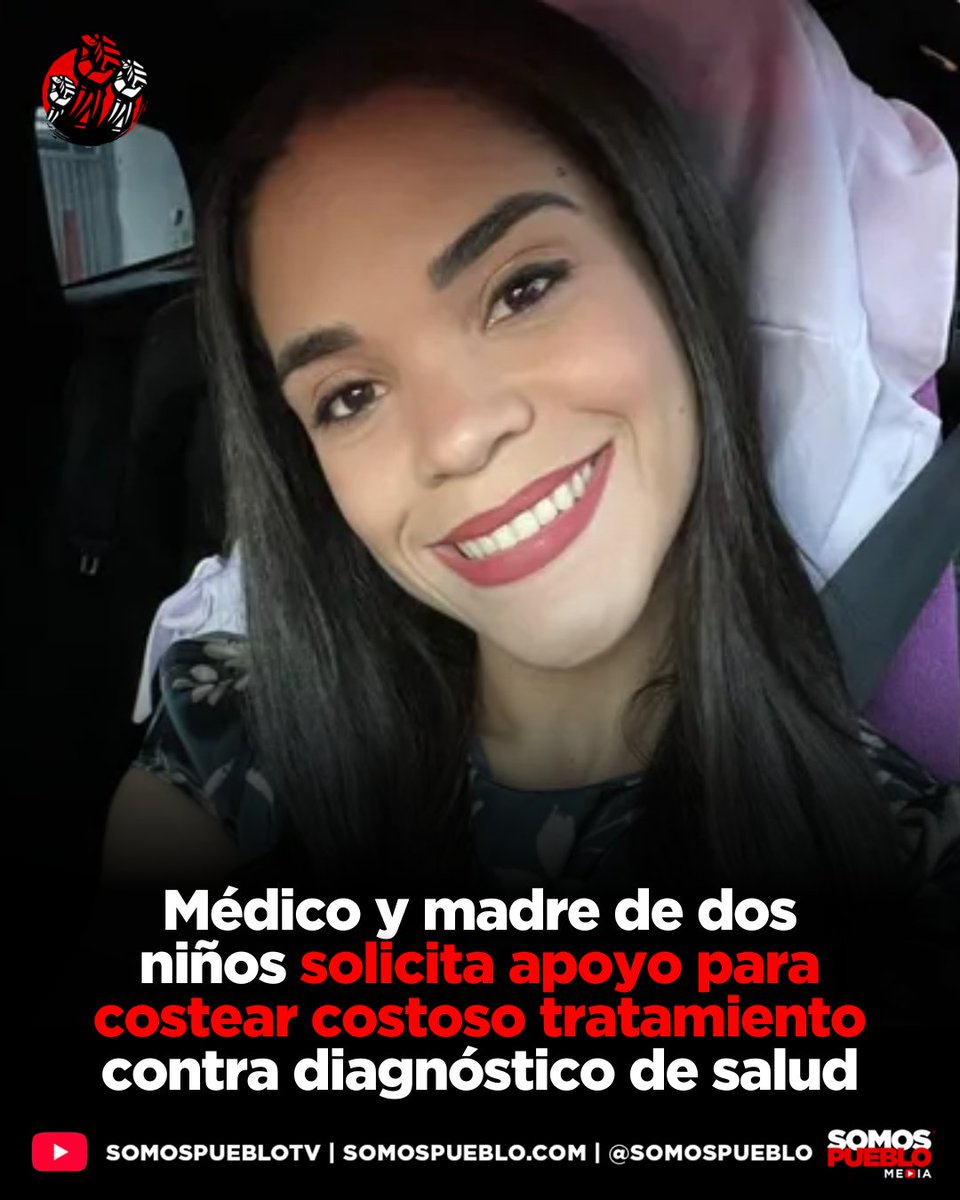 RDSomosPueblo's tweet photo. La doctora Rocío Madera, una médico de 37 años y madre de dos niños de 4 y 8 años, ha hecho un llamado a la solidaridad de la sociedad dominicana tras recibir un diagnóstico de salud que requiere intervención inmediata. La profesional de la medicina informó que padece una condición agresiva que necesita un tratamiento específico para el cual no cuenta con los recursos económicos suficientes.

Según explicó la doctora Madera, su protocolo médico incluye el uso de un fármaco llamado pembrolizumab, una terapia que, de acuerdo con su diagnóstico, resulta fundamental para su evolución. Sin embargo, denunció que su seguro de salud no cubre dicho medicamento, cuyo costo total asciende a 60 mil dólares, equivalentes a 12 ampollas con un valor individual de 307,000 pesos dominicanos.

Hello! Rocío is facing a tough battle against aggressive breast cancer, and her family needs our support. She’s a dedicated mother and doctor, and every contribution can bring her closer to the treatment she urgently requires. Please consider donating or sharing her GoFundMe to help her on this journey. Thank you!

https://t.co/wVtX71dLCs

Amplía esta y otras noticias en nuestra página web https://t.co/LL2u5zFceM 📲.