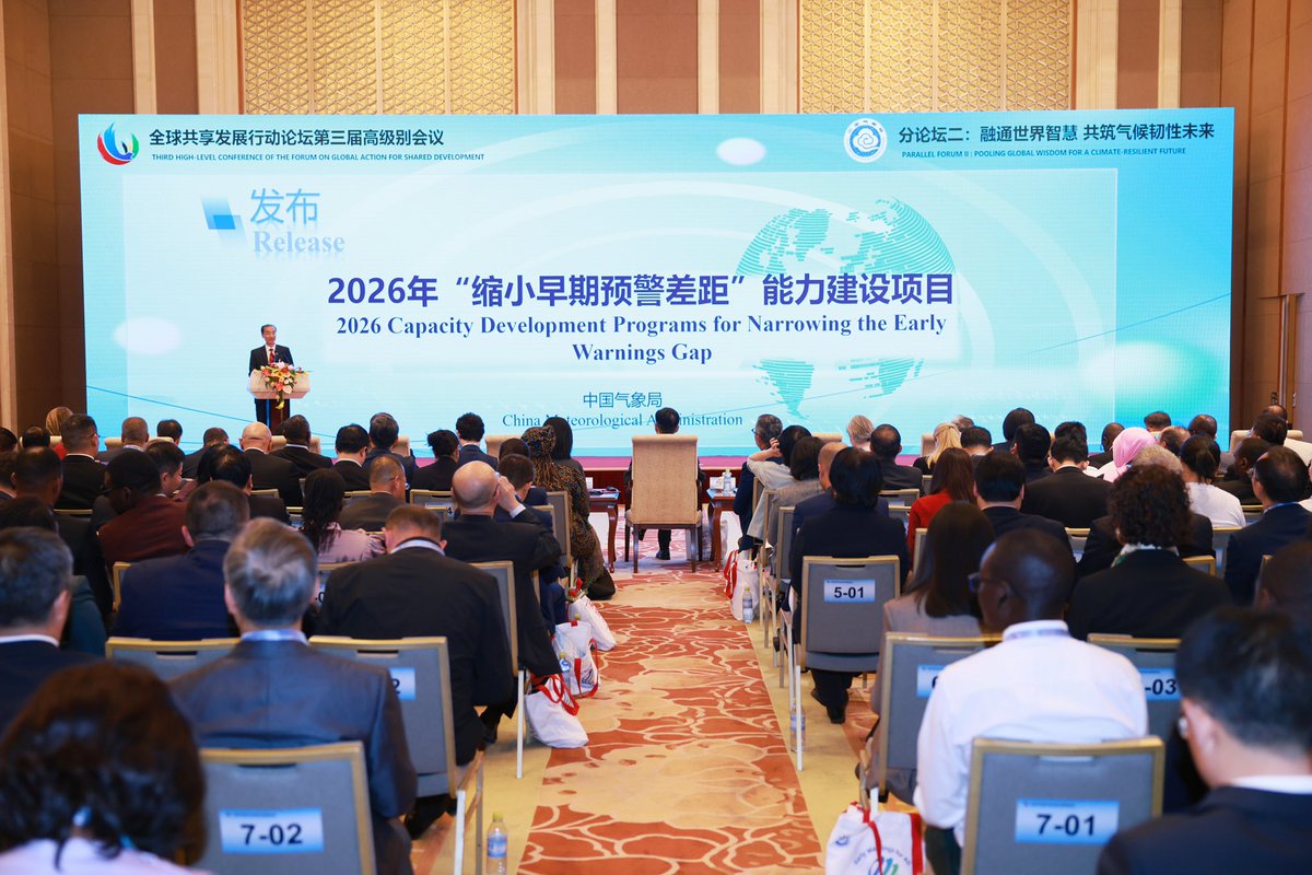 cmanewsinfocus's tweet photo. On April 22, during the Third High-Level Meeting of the Global Shared Development Action Forum, the Meteorological Sub-Forum themed “Pooling Global Wisdom for a Climate-Resilient Future” held in Beijing.
#GlobalDevelopmentInitiative
#EarlyWarningsforAll
@cidcaofficial https://t.co/sGnzM4BTDC